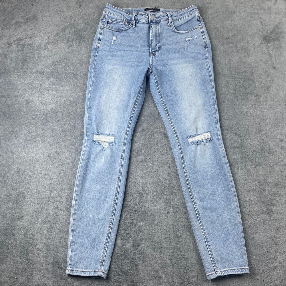 Judy Blue Womens 11/30 Skinny Jeans Light Wash Distressed Ripped Super Stretchy